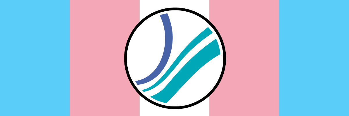 Transgender flag with OPL logo