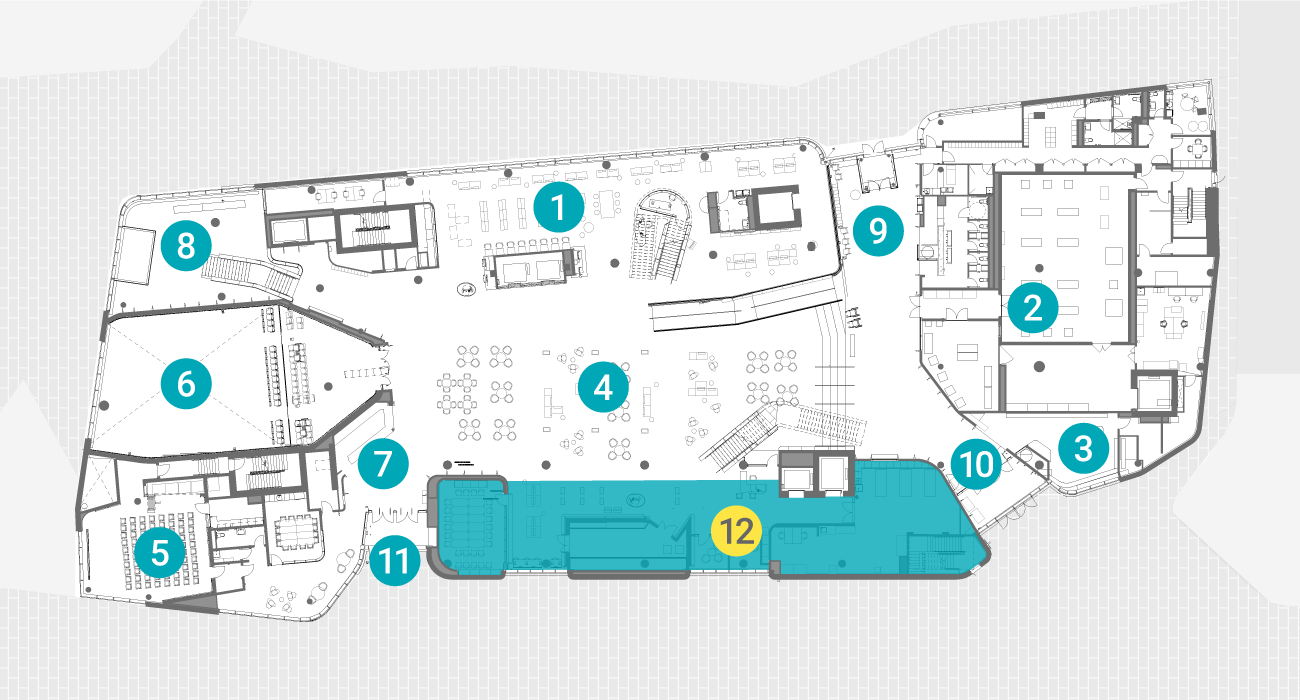 View of first floor plan with Library and Archives Canada area highlighted