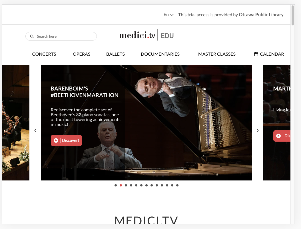 Medici.tv homepage